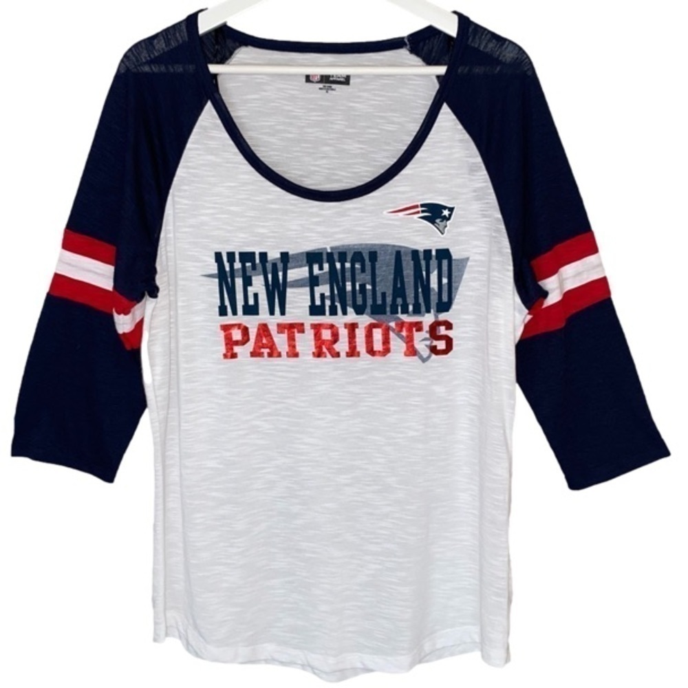 NFL TEAM APPAREL New England Patriots Tee 3/4 Sleeve Scoop Neck Women Size XL